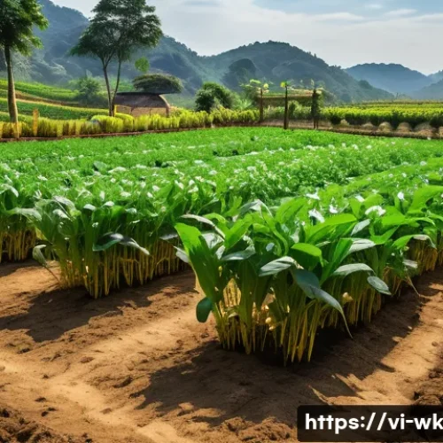 Home 33 해충 방제를 위한 유기농 기술 동향 - A vibrant organic vegetable garden in a rural Vietnamese setting, showcasing a diverse mix of crops ...