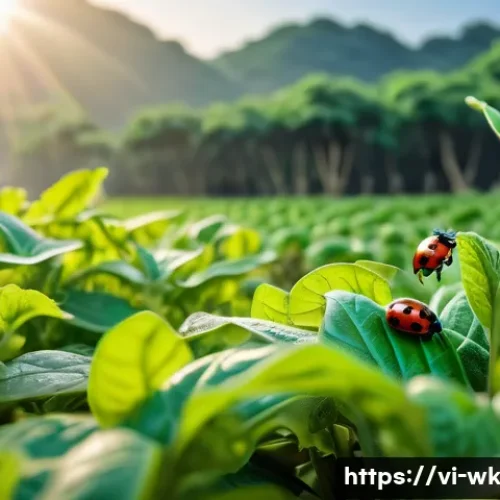 Home 32 유기농 해충 관리의 성공적인 사례 - A vibrant organic vegetable garden scene in rural Vietnam featuring natural pest control: ladybugs c...