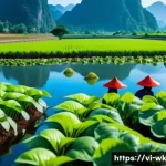 Home 19 해충 관리에서의 유기농 품질 인증 과정 - A detailed scene of a Vietnamese organic vegetable farm showcasing natural pest management: farmers ...