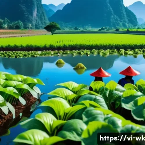 Home 31 해충 관리에서의 유기농 품질 인증 과정 - A detailed scene of a Vietnamese organic vegetable farm showcasing natural pest management: farmers ...